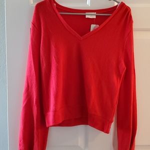 V-Neck Brushed Pullover Sweater
